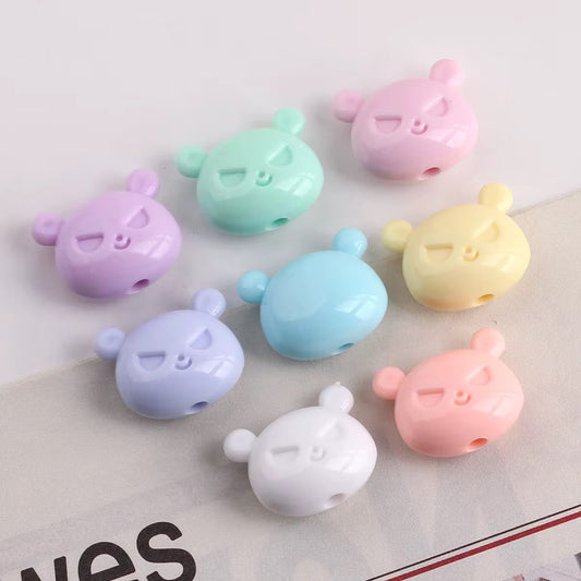 BBB 263 (e) Yellow Cartoon Bear Head Bead ( 1 pc ) Solid Acrylic ( 18 mm )