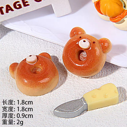 RM11K Bread cartoon Kawai themed resin charm ( 1 pc ) with / without Hook