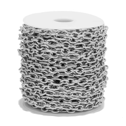 CN 325 Chunky O link rolo cable Chain Silver PVD plated 316 Stainless steel  ( 1 feet ) Anti tarnish