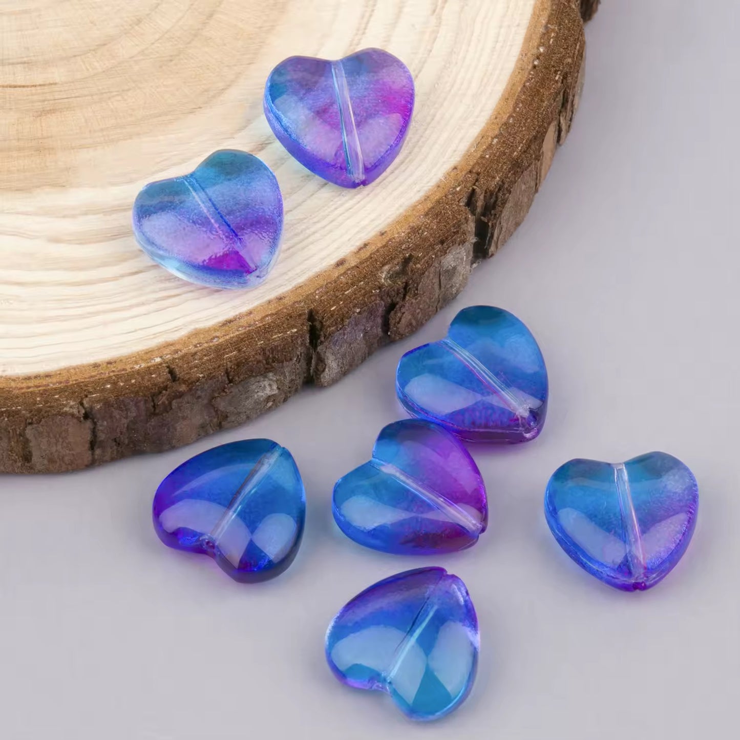 BBB 225 (i) Purplish Blue Heart Crystal glass bead ( 1 pc ) ( 8 mm )