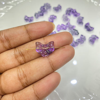 GB 906 Deep purple bow glass bead- per piece