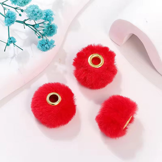 BBB 341 (b) Red Pom Pom Bead ( 1 pc ) Fuzzy Fur ( 20 mm )