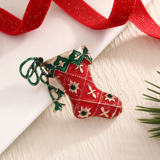 BR 76 Boots Christmas Zircon Brooch ( 1 PC ) Anti Resistant