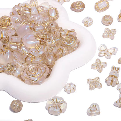 BBB 433 Vintage Czech Baroque Czech Acrylic beads ( 10 gram ) UV Gold plating