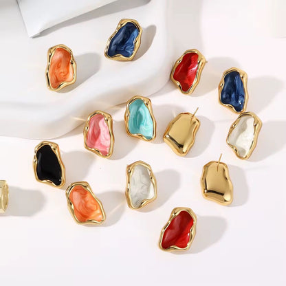 SJ 953 Black Nugget Earring - 18k Gold PVD plated stainless steel - Anti tarnish