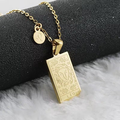 SJ 851 Zodiac Sign Tarot Card Necklace - 18k Gold PVD plated stainless steel - Anti tarnish