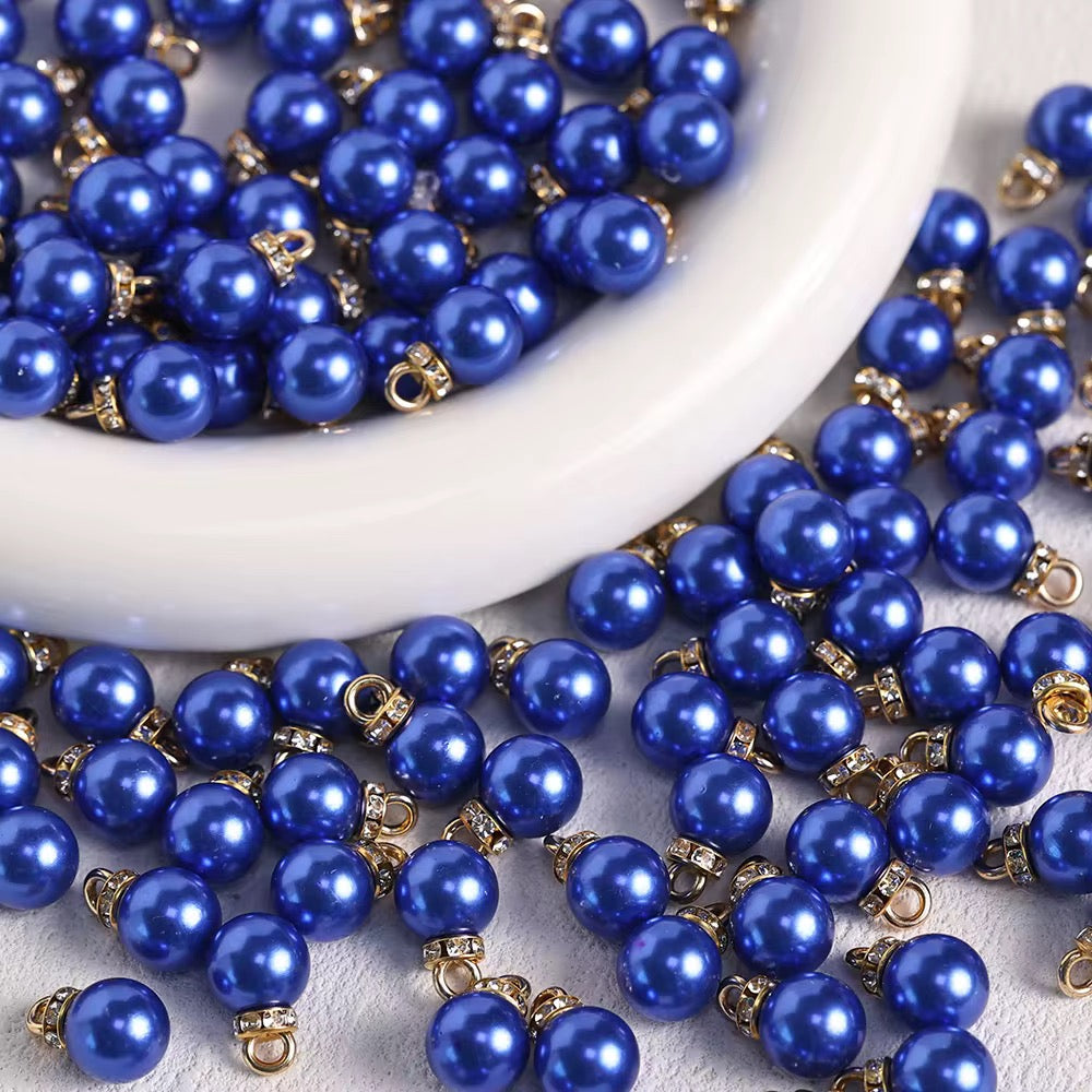 BBB 232 (h) Dark Blue Pearl Shiny Bead Drop charm ( 1 pc ) UV Plated Acrylic ( 15:10 mm )