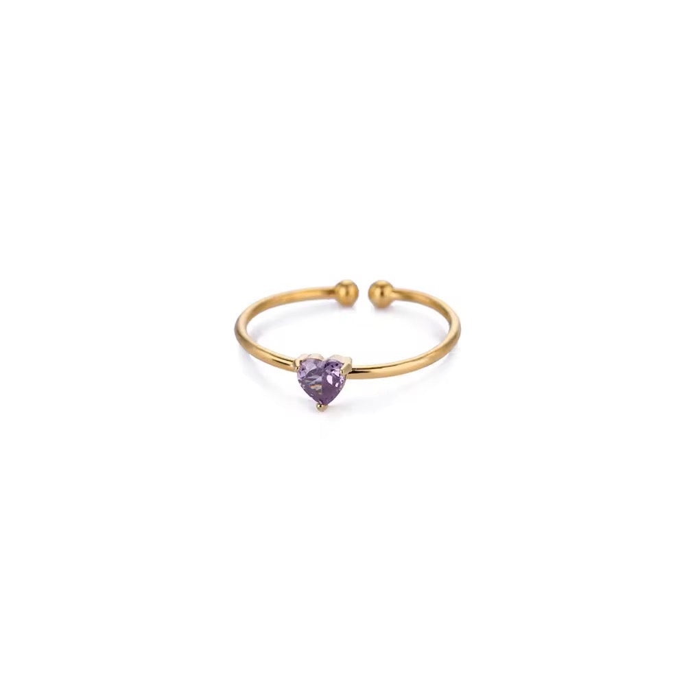 SJ 481 Zircon heart ring adjustable - 18k Gold PVD plated stainless steel - Anti tarnish
