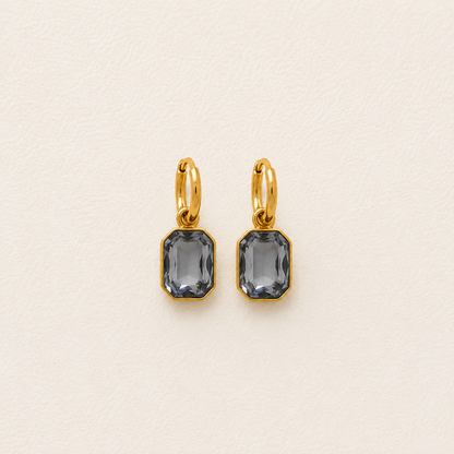 ESJ33B Gray Zircon stone earrings - 18k Gold PVD plated