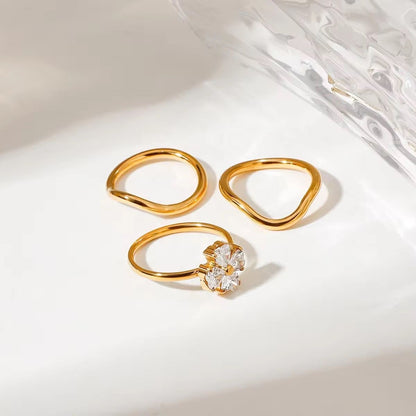 RSJ05D Heart stack ring size 7 - premium collection - 18k Gold PVD plated 316  stainless steel - Anti tarnish