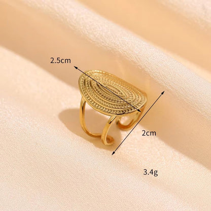 RSJ06G Oval Modern Ring adjustable - 18k Gold PVD plated 316  stainless steel - Anti tarnish