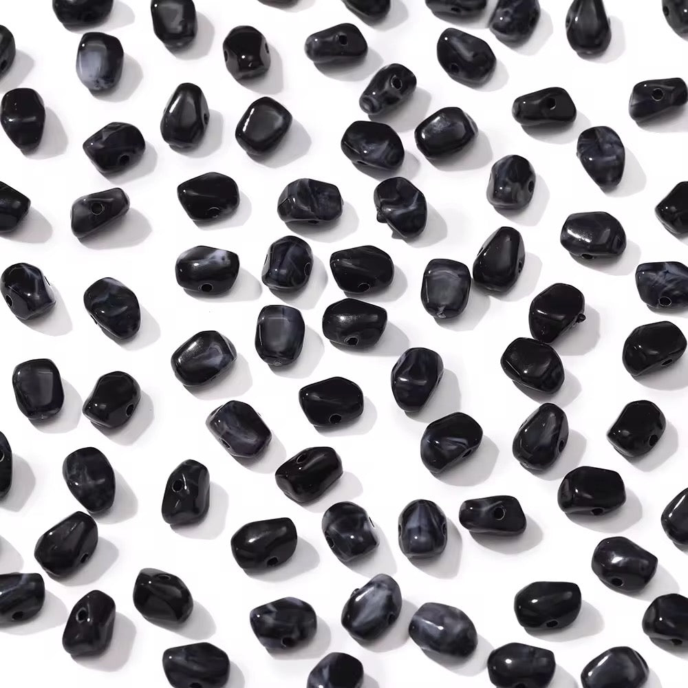 BBB 306 (i) Black Crystal Chip Shiny  Bead ( 1 pc ) UV Plated Acrylic ( 6*9 mm )