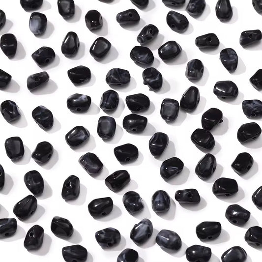 BBB 306 (i) Black Crystal Chip Shiny  Bead ( 1 pc ) UV Plated Acrylic ( 6*9 mm )