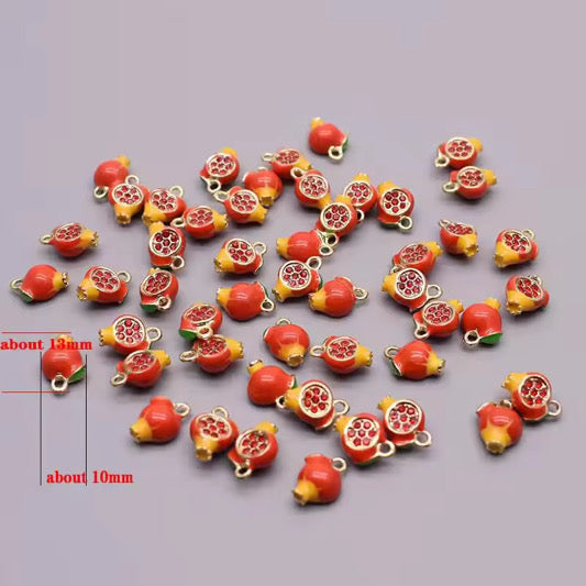 SS 2880 Half Pomegranate Fruit enamel 14k gold plated charm ( 1 pc ) Anti tarnish