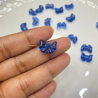 BBB 199 (C) Blue bow glass bead (1PC)