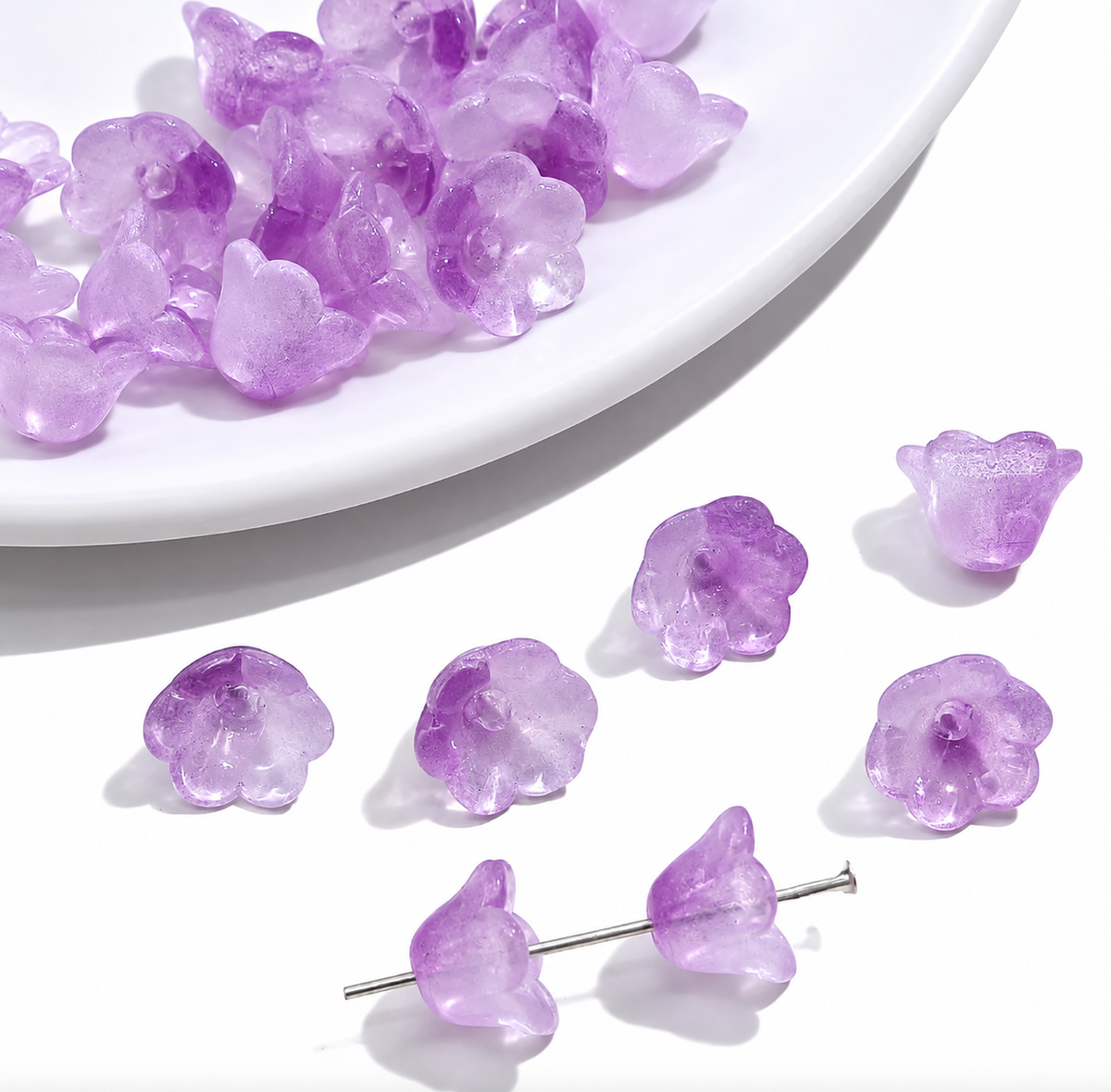 GB63L dual tone purple flower glass bead ( 1 pc )