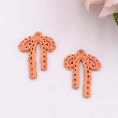 BBB 342 (d) Orange Bow Spray painted Charm ( 1 pc ) High Quality Alloy ( 28:20 mm )