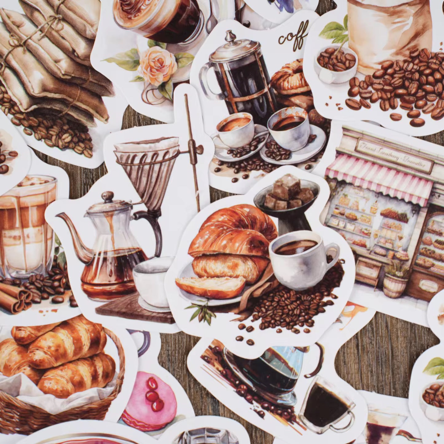 Peninsula Cafe Coffee Theme Waterproof UV Resistant sticker ( 1 pack - 30 piece )