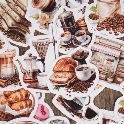 Peninsula Cafe Coffee Theme Waterproof UV Resistant sticker ( 1 pack - 30 piece )