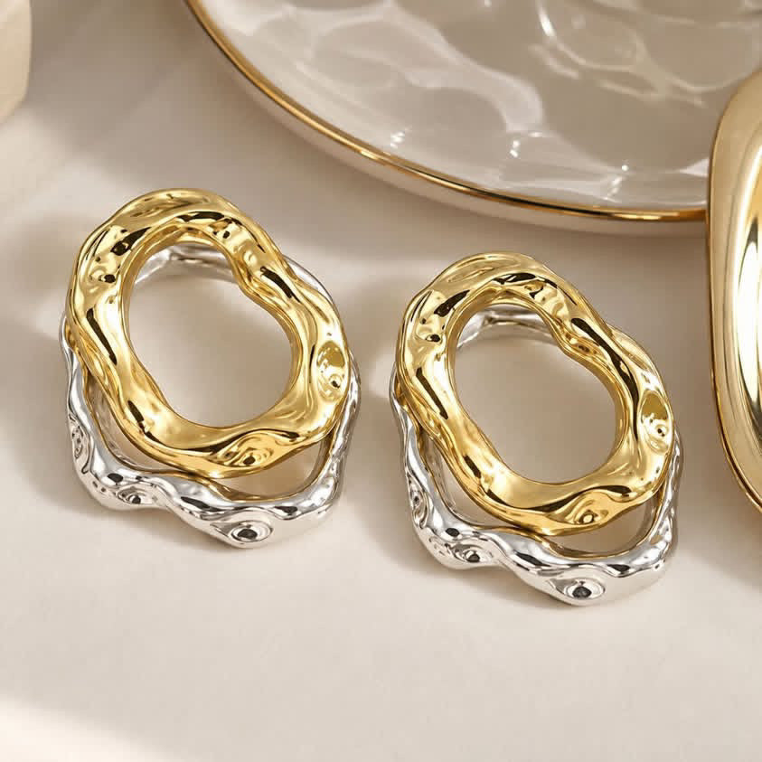 ESJ31A Lava Dual Tone Earrings 18k Gold PVD plated