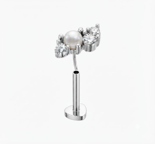 MSJ05B Zircon Cartilage 2nd piercing stud ( 1 pc )- Steel PVD