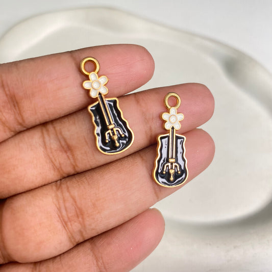 SS 1260 Floral Guitar enamel charm ( 1 pc ) High quality shine ( 12:20 mm )