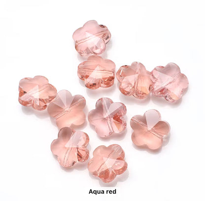 BBB 81 (g) Aqua Red Plum Flower Faceted Crystal glass beads ( 1 pc )