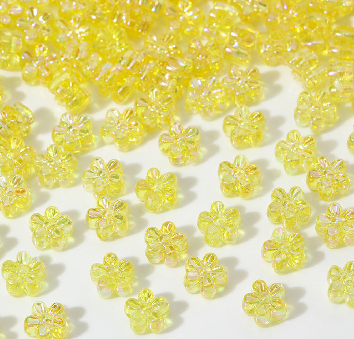 BBB 238 (b) Yellow daisy flower candy Luminous Shiny Bead ( 1 pc ) UV Plated Acrylic ( 7 mm )