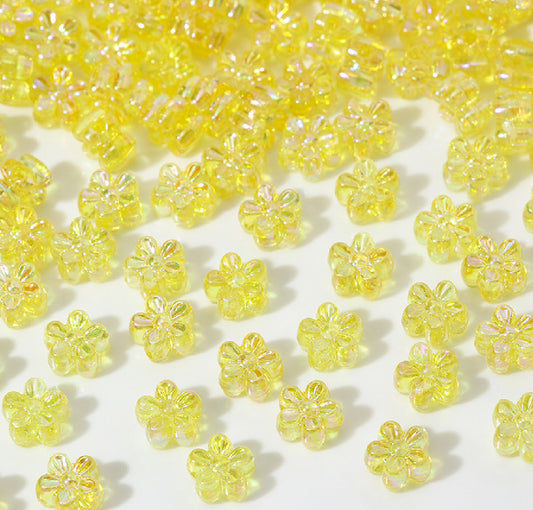 BBB 238 (b) Yellow daisy flower candy Luminous Shiny Bead ( 1 pc ) UV Plated Acrylic ( 7 mm )