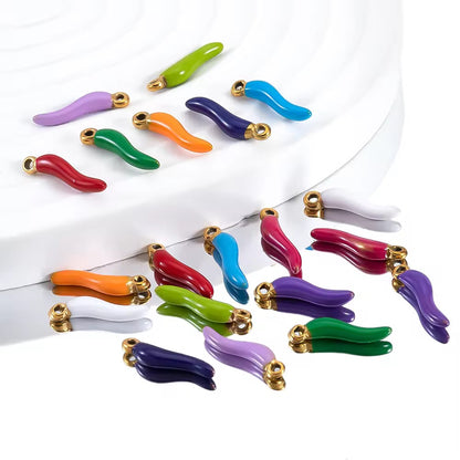 BBB 205 (d) Light pink Chilli pepper enamel charm ( 1 pc ) Tarnish Resistant ( 19:5.5 mm )