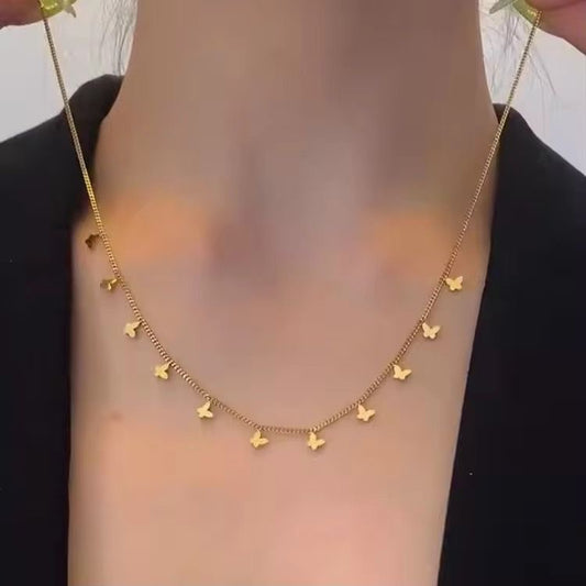SJ 734 Multiple Dainty Butterfly Necklace - 18k Gold PVD plated stainless steel - Anti tarnish