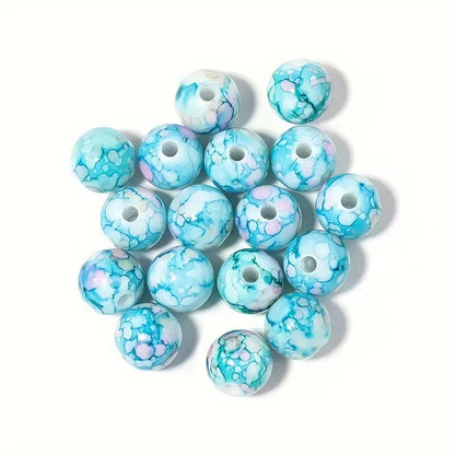 BBB 187 (h) Light Blue Marble pattern Acrylic Bead ( 1 pc ) ( 8 mm )