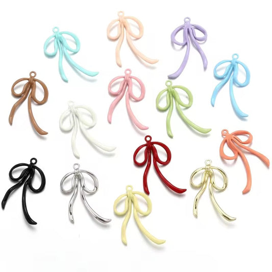 BBB 413 Wavy Bow Spray Painted alloy Charm ( 1 pc ) High Quality Shine