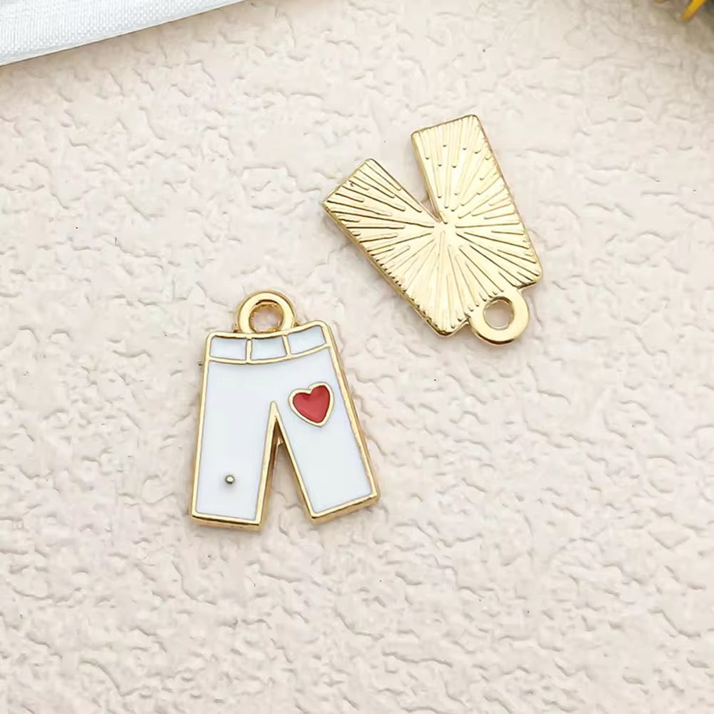 BBB 312 (c) White Peach Love pants enamel charm ( 1 pc ) High quality shine ( 12:15 mm )