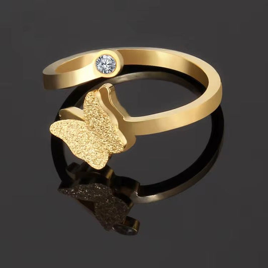 SJ 801 Dainty Butterfly Ring Adjustable - 18k Gold PVD plated stainless steel - Anti tarnish