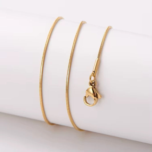 RC 55 Round Snake Ready made chain 18k Gold PVD plated 316 Stainless steel ( 1 pc ) Anti tarnish ( 1.5mm )