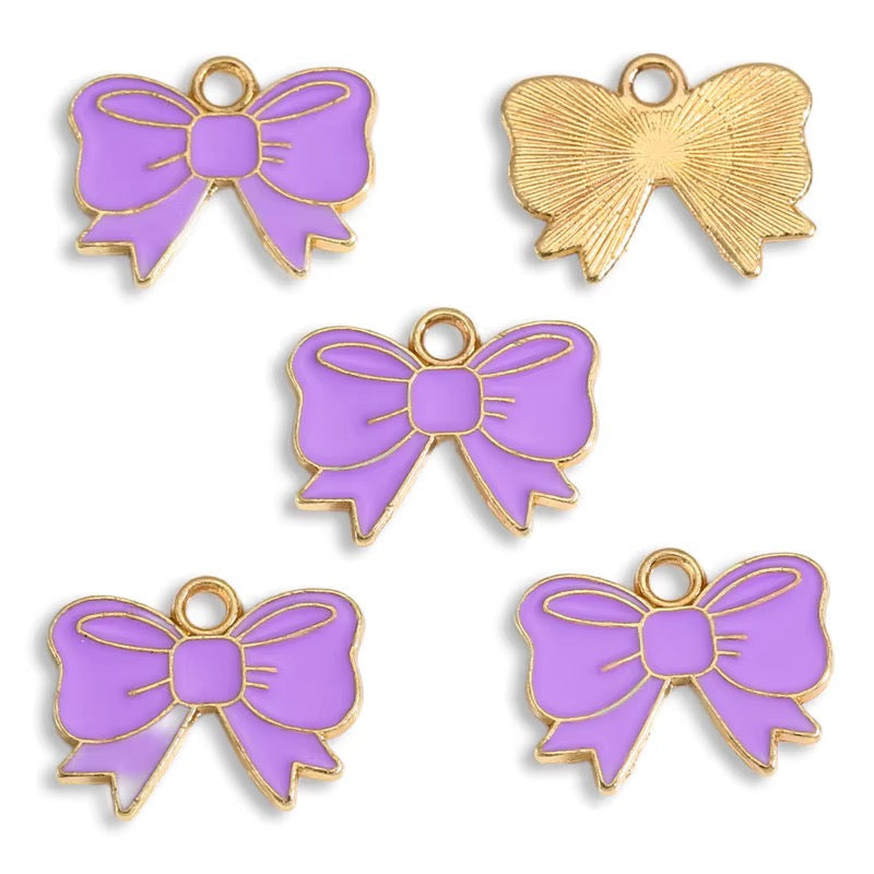 EC07P Bow enamel charm ( 1 pc ) High quality shine ( 14:18 mm )