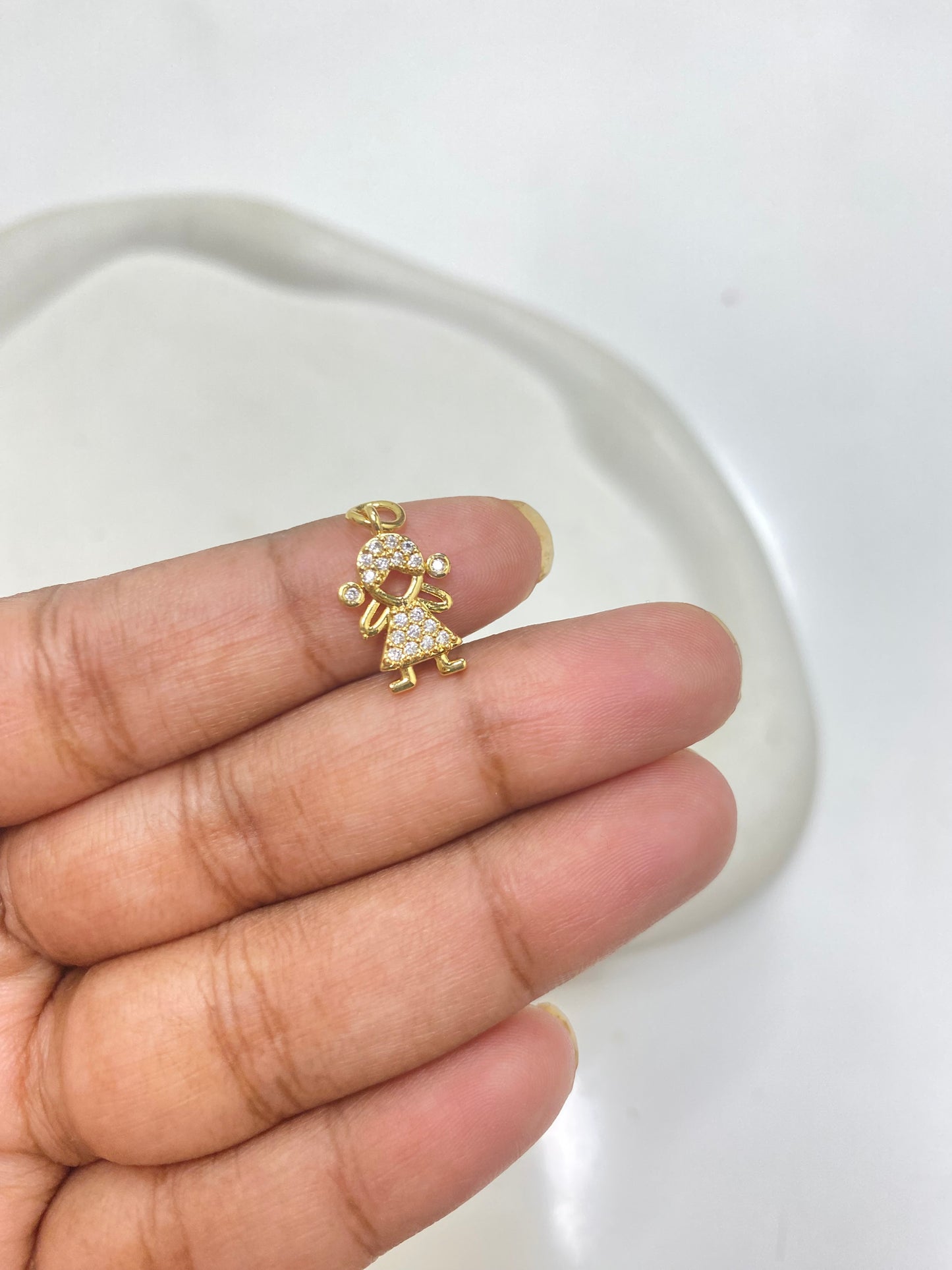 SS 2594 Baby Girl zircon charm 18k gold plated ( 1 pc ) Anti tarnish ( 10:16 mm )