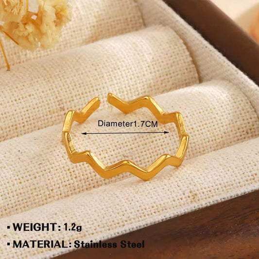 RSJ18C wave ring adjustable -  18k Gold PVD plated 316 stainless steel - Anti tarnish