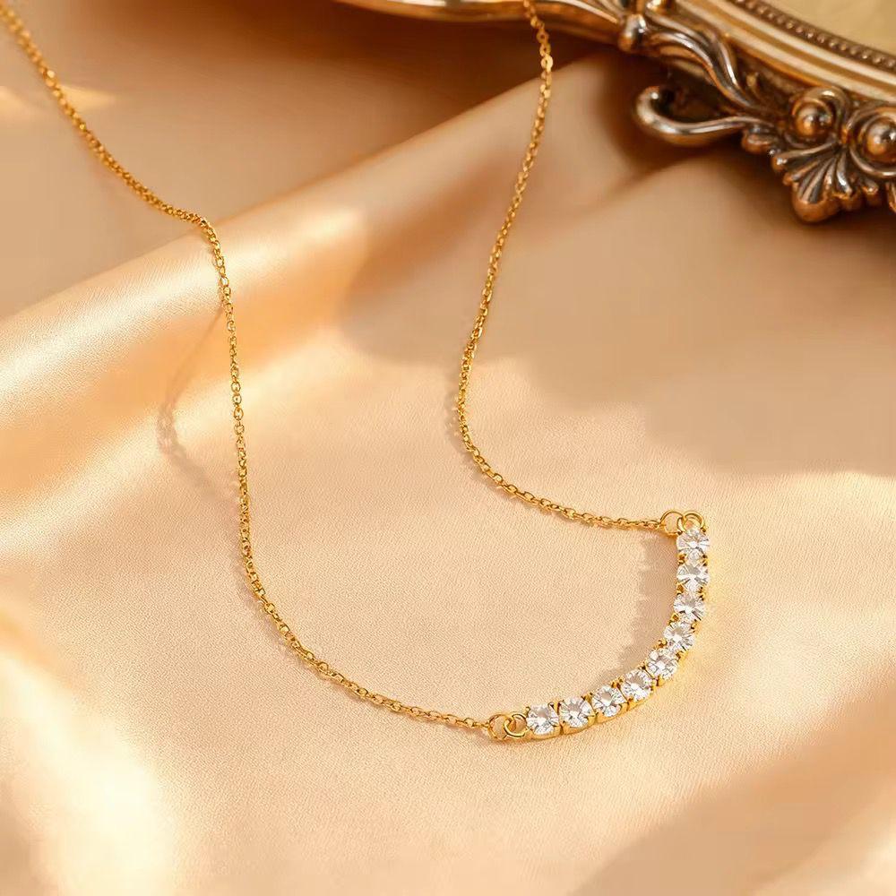 NSJ30A Clear White Zircon Necklace - 18k Gold PVD plated