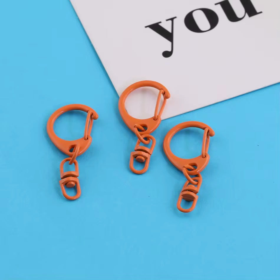 BBB 269 (f) Orange Candy baked paint D Shape Buckle Ring Keychain Clasp ( 1 pc ) Spring Clasp Key Ring ( 38 mm ) High Quality Alloy