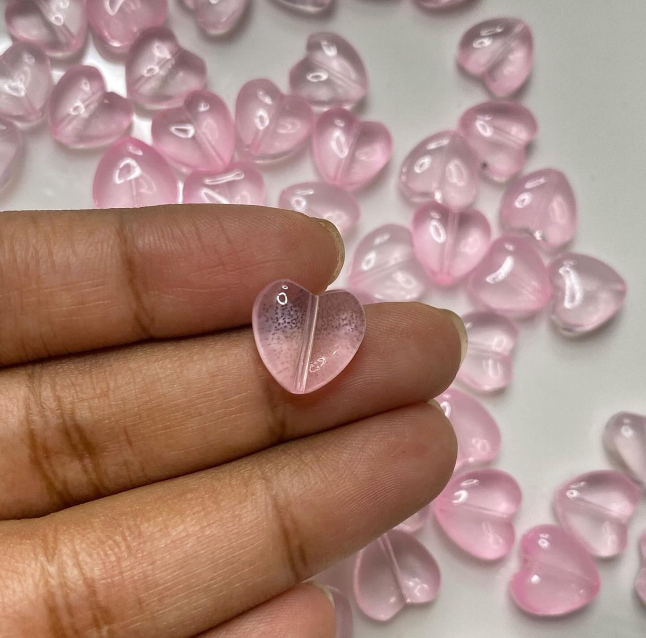 GB 1049 - light pink heart glass bead - per piece