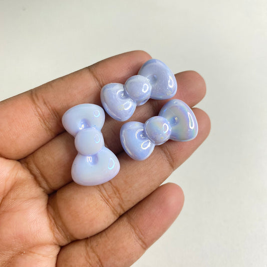 BBB 285 (a) Blue Ribbon Bow Shiny  Bead ( 1 pc ) UV Plated Acrylic ( 12:20 mm )