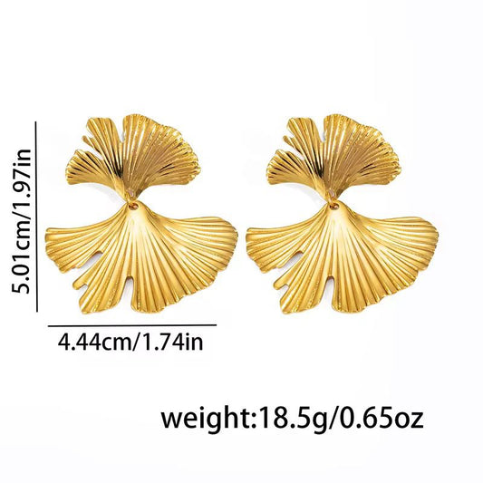 SJ 1097 Floral drop stud earrings - 18k Gold PVD plated stainless steel - Anti tarnish
