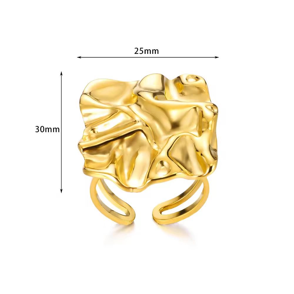 SJ 505 Chunky Fashion wavy Ring adjustable - 18k Gold PVD plated stainless steel - Anti tarnish - Wholesale