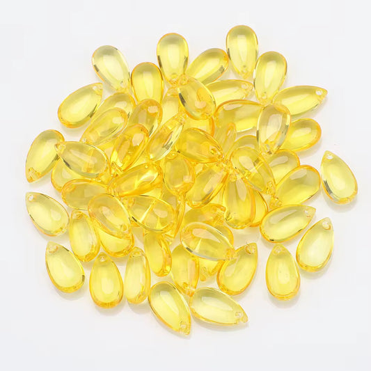 BBB 210 (g) Yellow Teardrop Smooth Crystal glass bead ( 1 pc ) ( 8:13 mm )