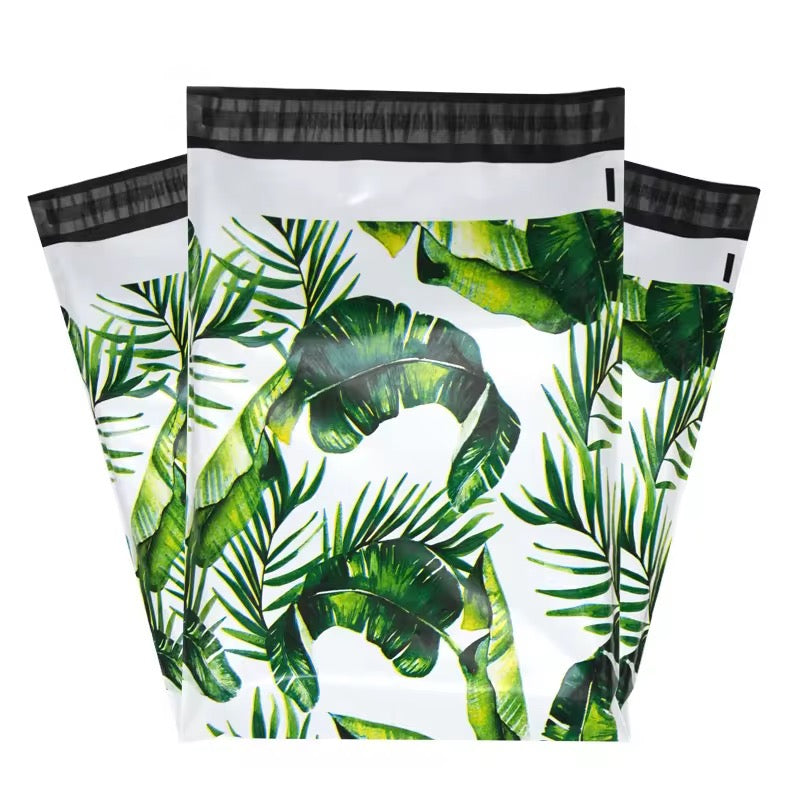 Tropical Leaf Poly Mailer Bag -  Waterproof & Double Sided - Designer Premium Packaging ( 10:13 inch )
