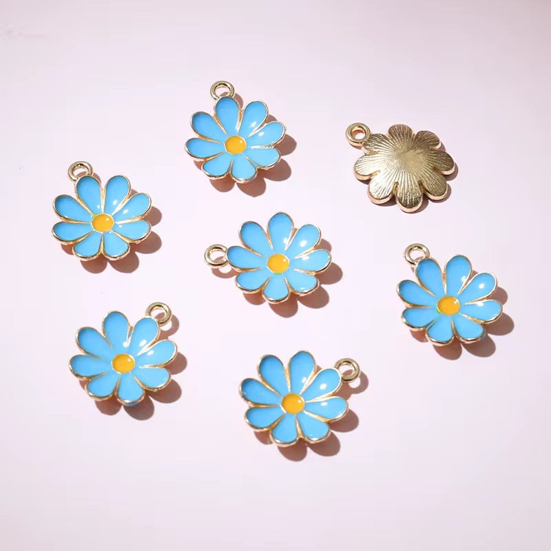 EC06I Cute Daisy Flower enamel charm ( 1 pc ) Tarnish Resistant ( 19:15 mm )