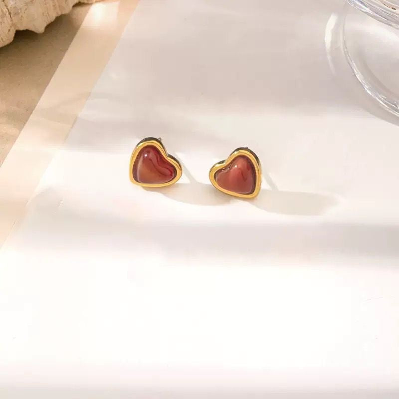 ESJ35B heart Earrings 18K gold pvd plated