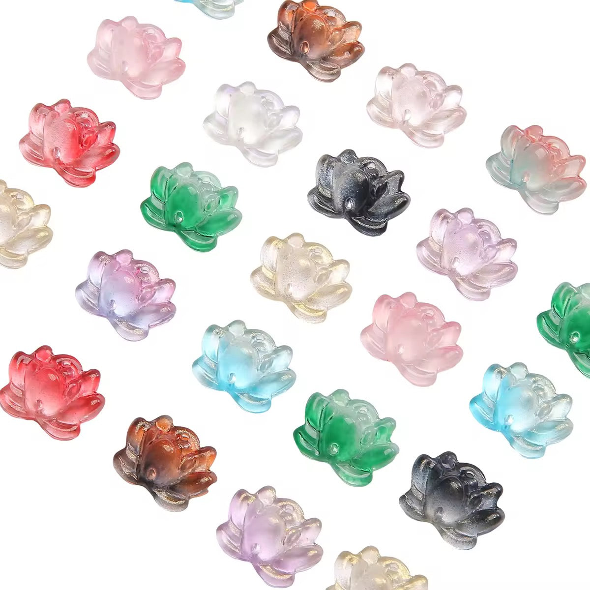 BBB 354 (c) Coffee Golden Lotus glass bead ( 1 pc ) Lampwork Bead